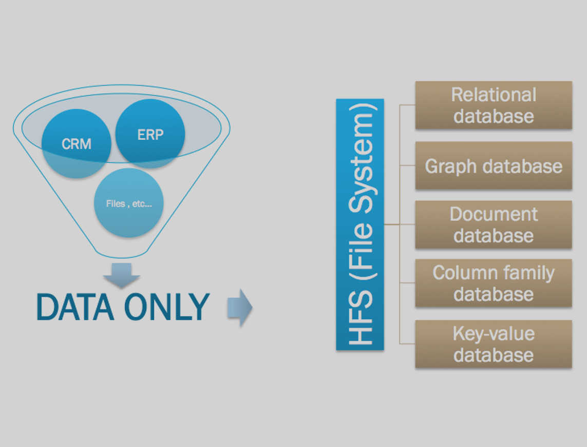We use the most appropriate databases to your environment.<br />We store the data and only the data.